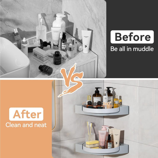 360° Rotating Shower Organizer | No-Drill Bathroom Corner Shelf | Rustproof & Space-Saving