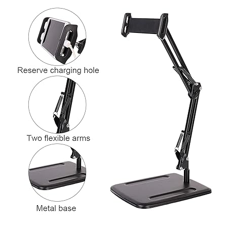 Techzere Adjustable Desk Stand for Smartphones & Tablets – Durable, 360° Rotatable Holder