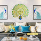 Luxury Peacock 3D Wall Clock | Golden Metal with Rhinestones & Silent Movement