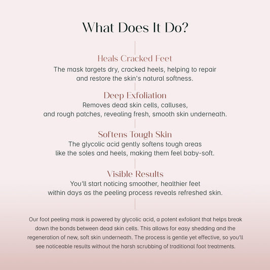 Exfoliating Foot Mask with Glycolic Acid | Peeling Socks for Soft Feet | Vegan & Cruelty-Free
