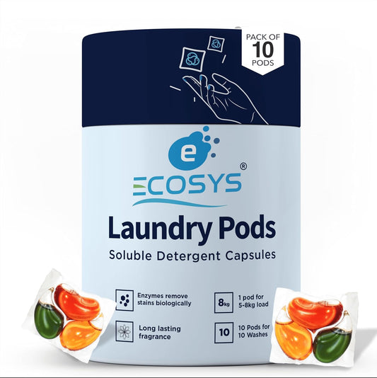 Ecosys 5-in-1 Magic Laundry Pods – Bioenzyme Formula, Floral Scent, Front & Top Load Compatible