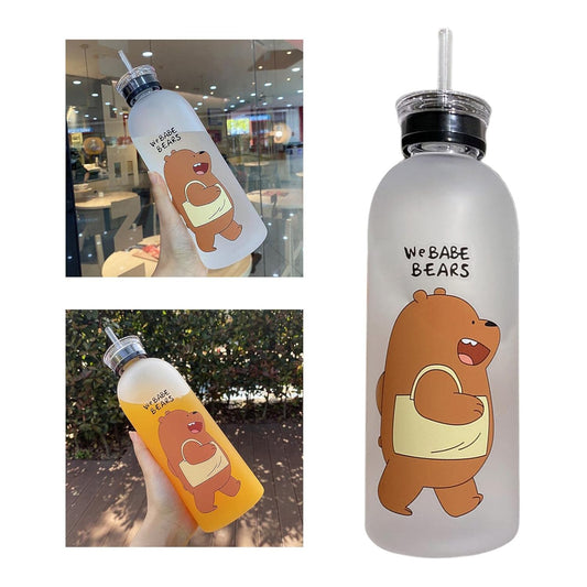 Cute Panda Water Bottle with Straw - 1000ml | BPA-Free & Leak-Proof
