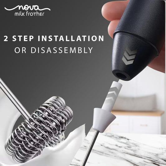 Rechargeable Milk Frother with Dual Spring & 3 Speed Modes | Whisper-Quiet Nova Coffee Beater