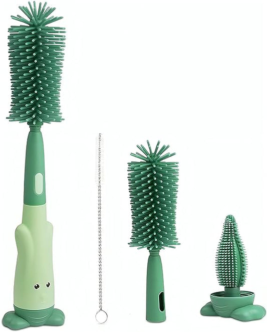 3-in-1 Baby Bottle Cleaning Brush Kit - Gentle and Effective Cleaning for Baby Bottles, Nipples, and Straws