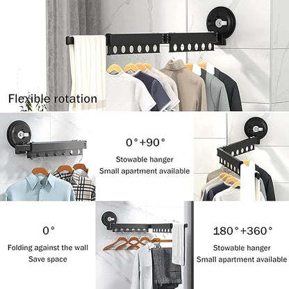 Space-Saving Retractable Clothes Drying Rack with Suction Cup Design