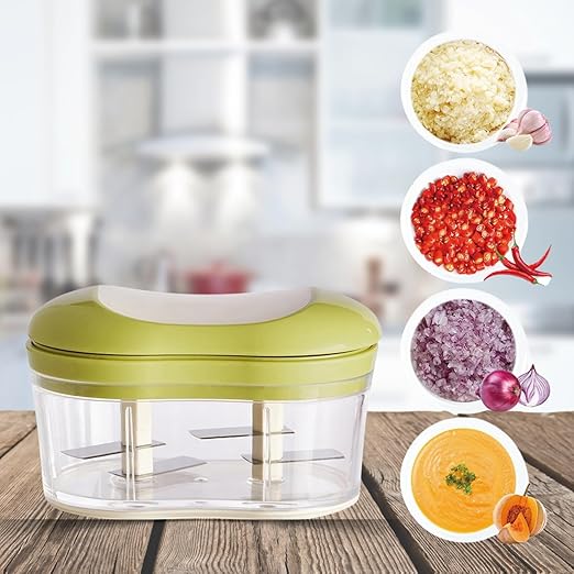 Manual Food Chopper - Stainless Steel Garlic Crusher & Vegetable Cutter