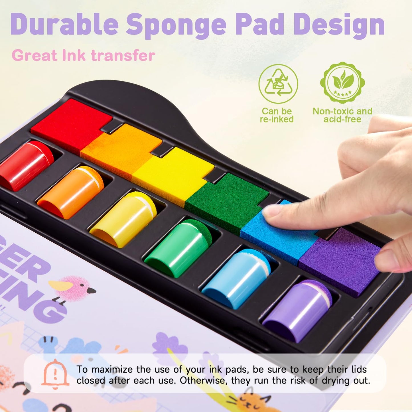 Toddler Finger Painting Kit | Mess-Free Washable Coloring Book with Stamps & Paint – Preschool Learning Activity