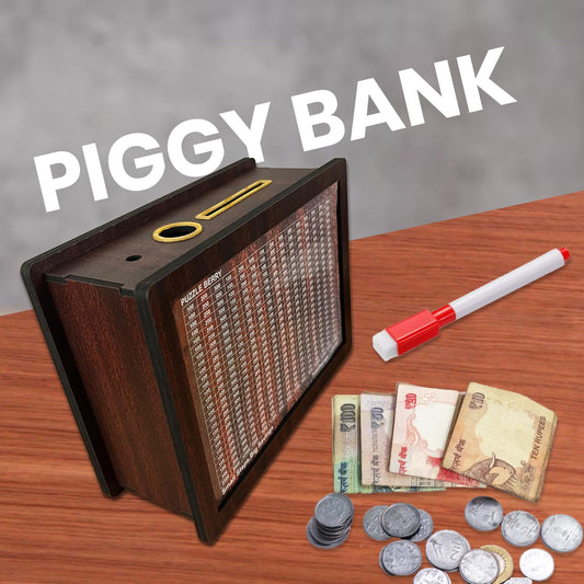 Puzzle Berry Wooden Piggy Bank – Fun & Stylish Money Saving Box for Kids & Adults