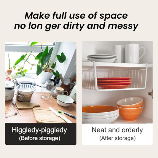 Under Shelf Hanging Storage Baskets | Heavy-Duty Metal Organizer for Home & Office