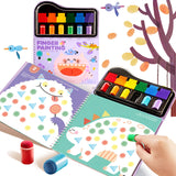 Toddler Finger Painting Kit | Mess-Free Washable Coloring Book with Stamps & Paint – Preschool Learning Activity