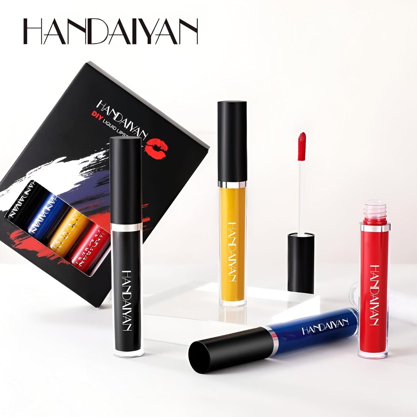 HANDAIYAN DIY Lipstick Kit – 5 PC Long-Lasting Matte Liquid Lipsticks | High Pigment & Non-Sticky