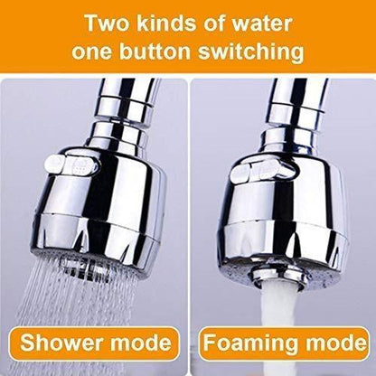 360 Degree Flexible Stainless Steel Rotating Faucet with 2 Modes Water Saving - Silver