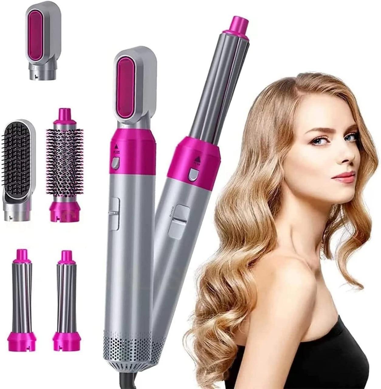 5-in-1 Multifunctional Hair Dryer Styling Tool with Detachable Multi-Head - Hot Air Comb and Negative Ion Curler