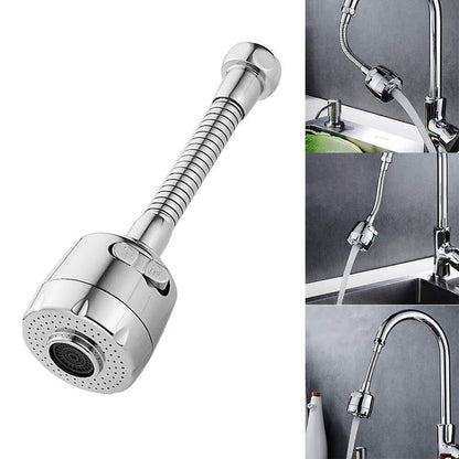 360 Degree Flexible Stainless Steel Rotating Faucet with 2 Modes Water Saving - Silver