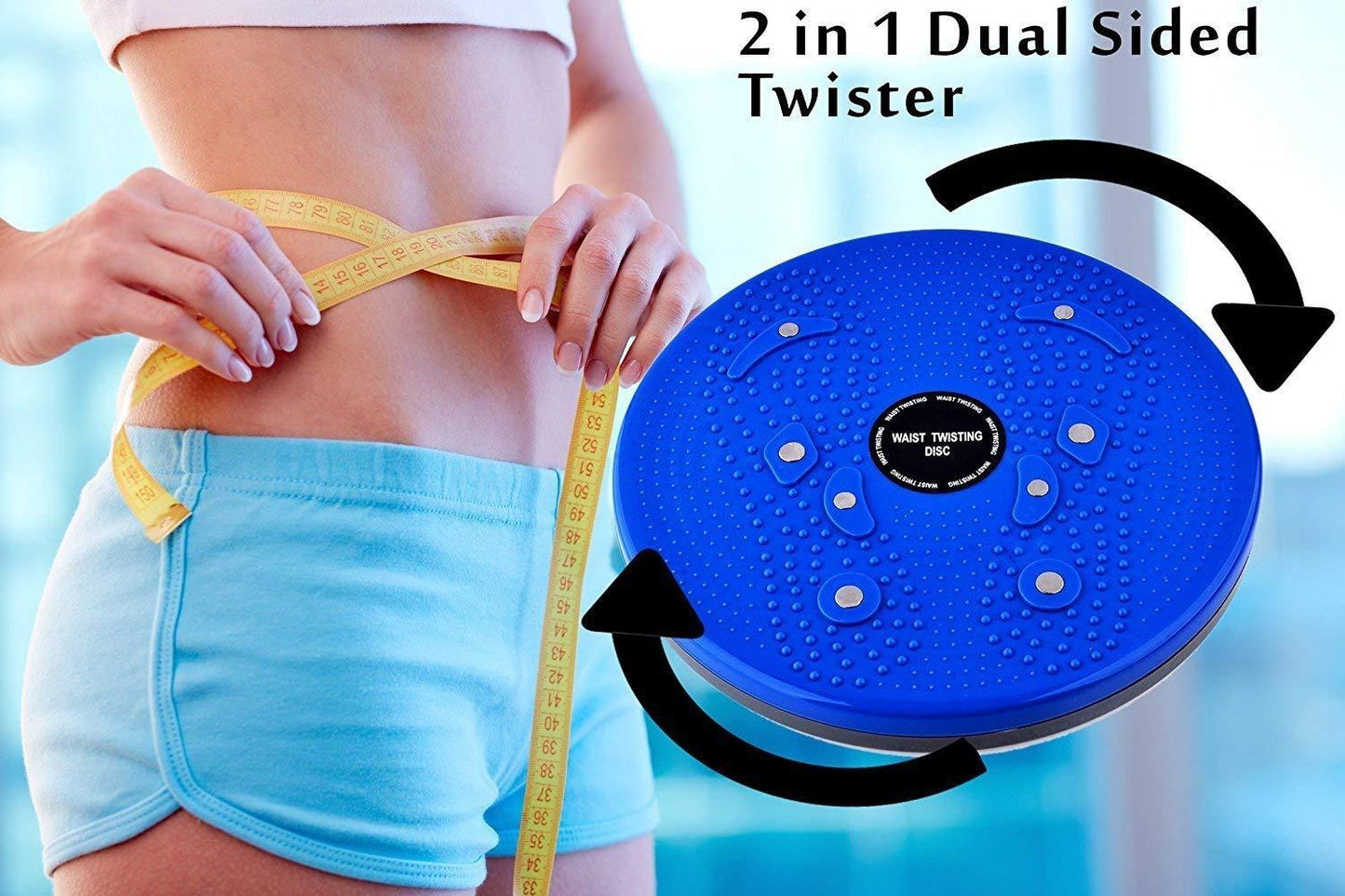 Waist Disk Acupressure Magnet Reflexology Slimming Belly Twister - 2 in 1 Exerciser (Blue)