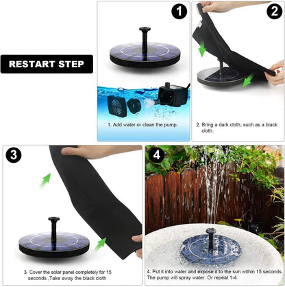 Solar Power Floating Water Pump for Pool, Pond, Garden & Patio Plants | 7V 1.4W Round Fountain