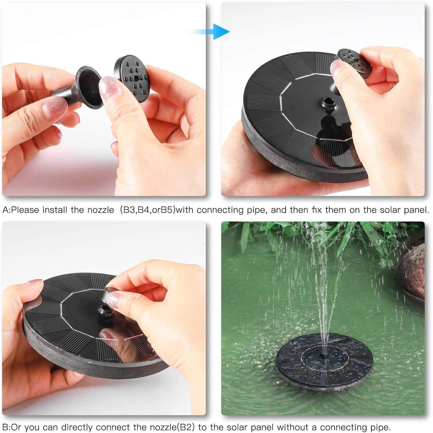 Solar Power Floating Water Pump for Pool, Pond, Garden & Patio Plants | 7V 1.4W Round Fountain