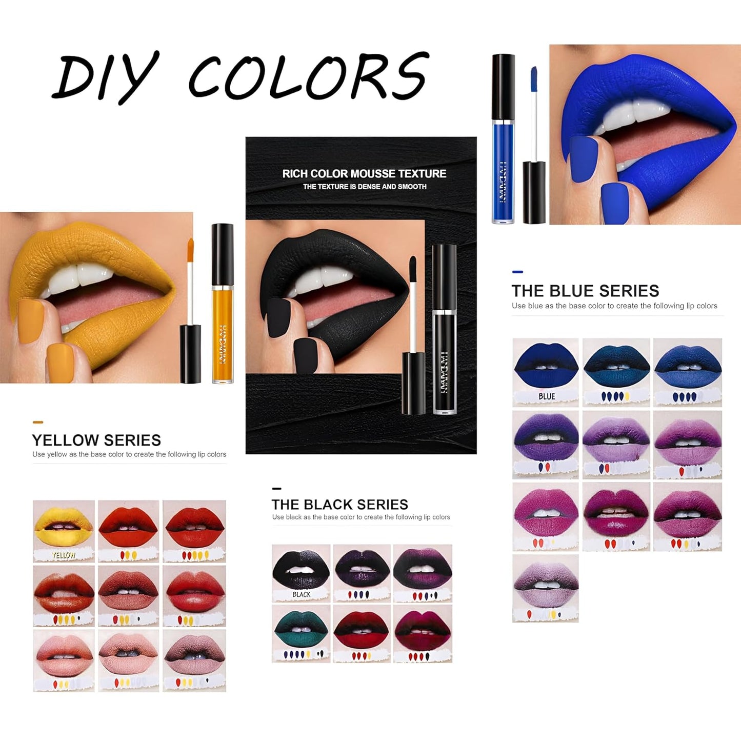 HANDAIYAN DIY Lipstick Kit – 5 PC Long-Lasting Matte Liquid Lipsticks | High Pigment & Non-Sticky