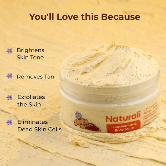Naturali Ubtan Brightening Body Scrub | Tan Removal | Saffron & Turmeric | All Skin Types