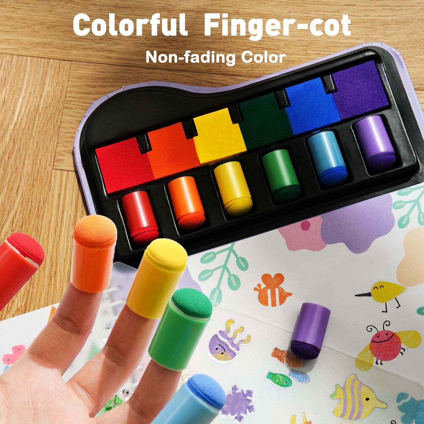 Toddler Finger Painting Kit | Mess-Free Washable Coloring Book with Stamps & Paint – Preschool Learning Activity
