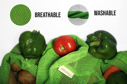 Reusable Cotton Mesh Produce Bags – Eco-Friendly Grocery Bags | 6-Pack (S/M/L)