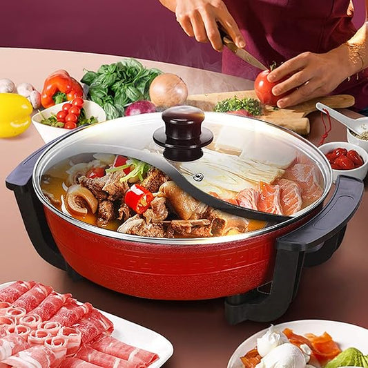 Inllex 5L Non-Stick Divided Electric Hot Pot – Dual Flavors & Fast Heating