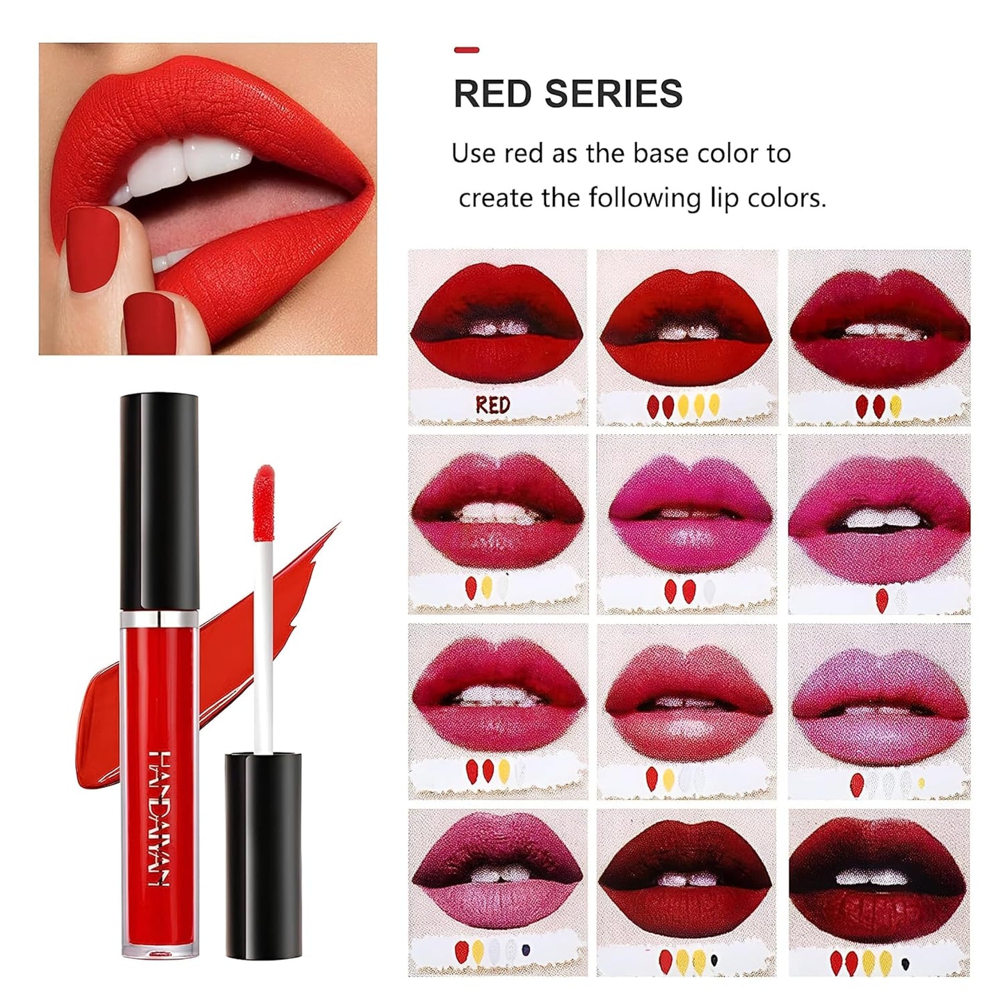 HANDAIYAN DIY Lipstick Kit – 5 PC Long-Lasting Matte Liquid Lipsticks | High Pigment & Non-Sticky