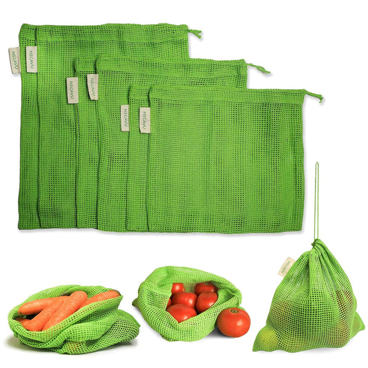 Reusable Cotton Mesh Produce Bags – Eco-Friendly Grocery Bags | 6-Pack (S/M/L)