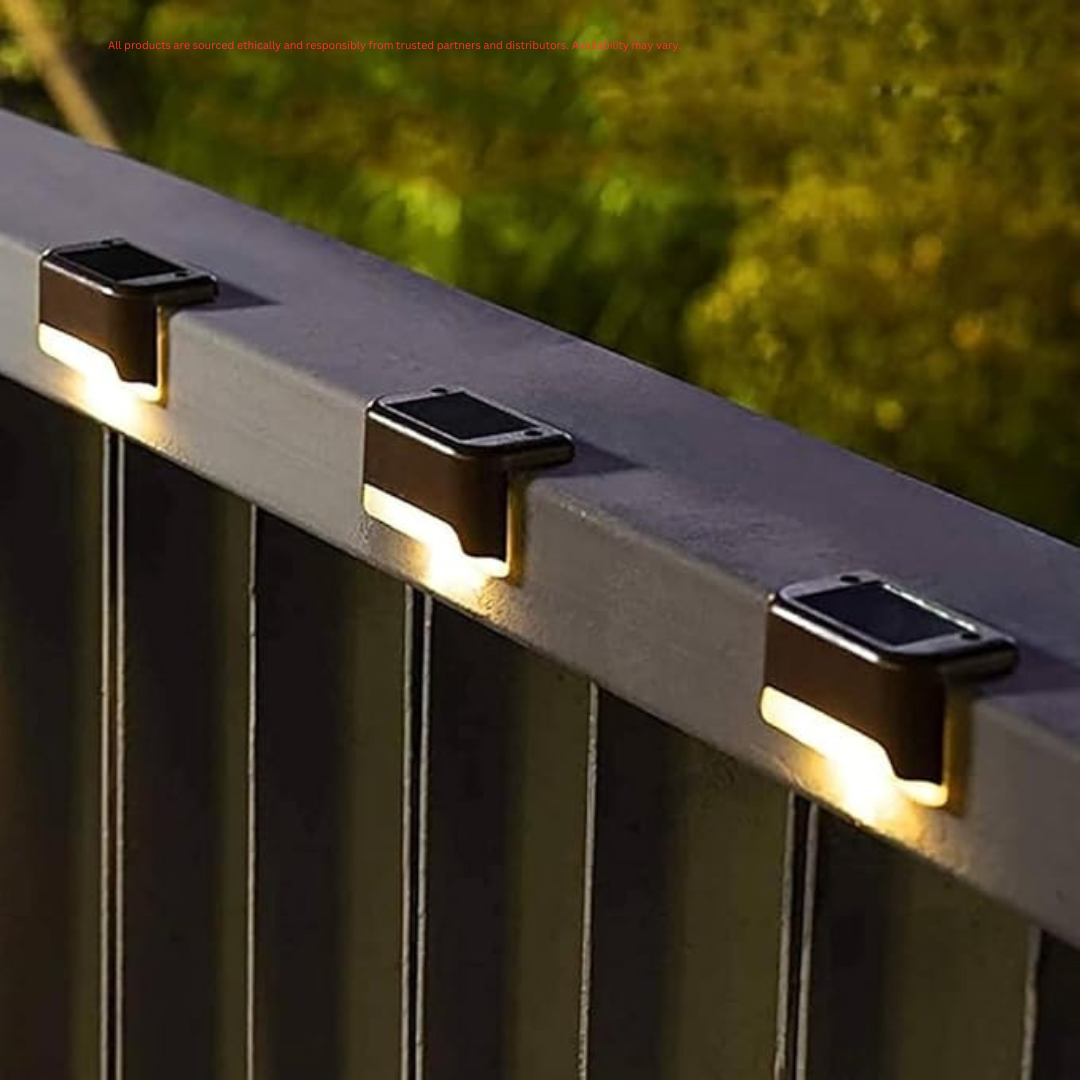 Solar Deck Lights - Waterproof Outdoor LED Lights for Stairs, Fence, and Patio (Pack of 4, Warm White)