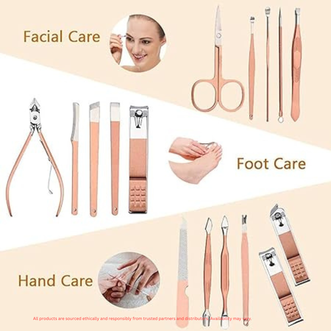 10-in-1 Stainless Steel Manicure Set with PU Leather Case – Travel-Friendly