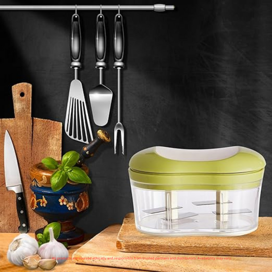 Manual Food Chopper - Stainless Steel Garlic Crusher & Vegetable Cutter