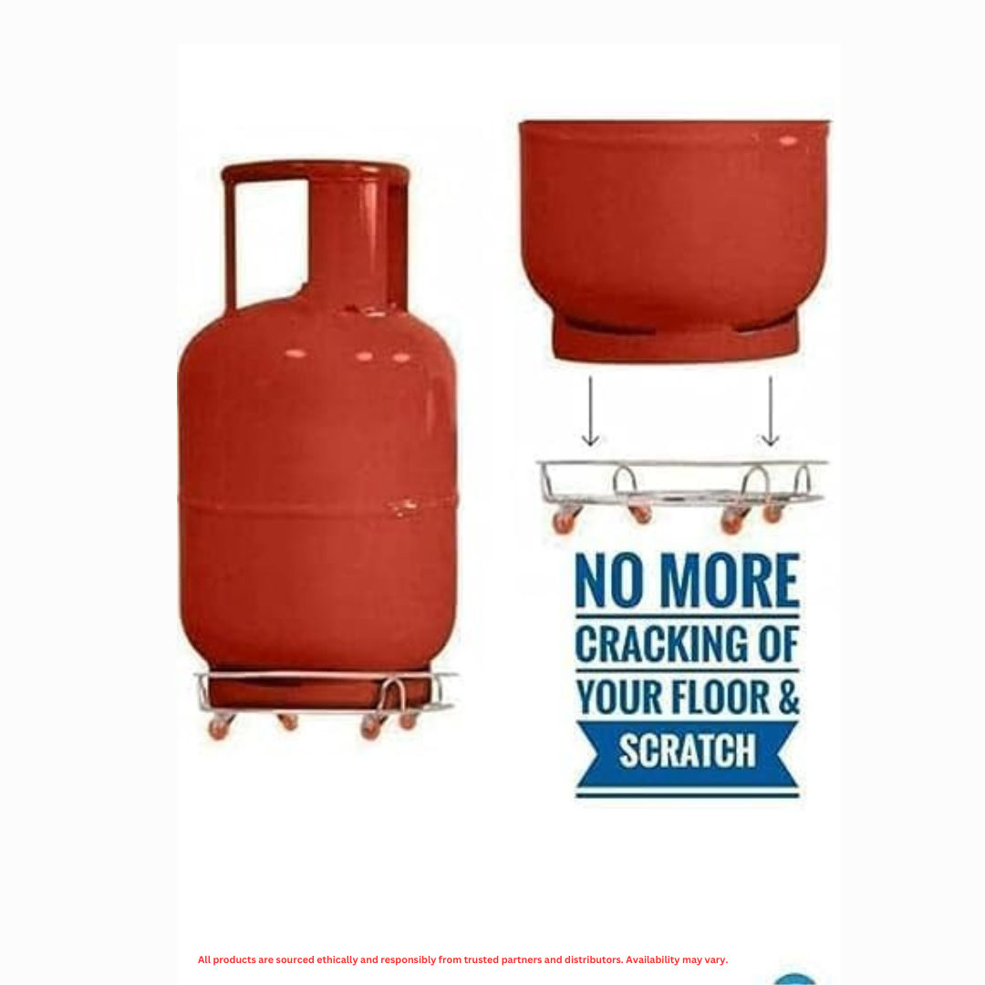 Stainless Steel LPG Gas Cylinder Trolley with Wheels | 30cm Round Base
