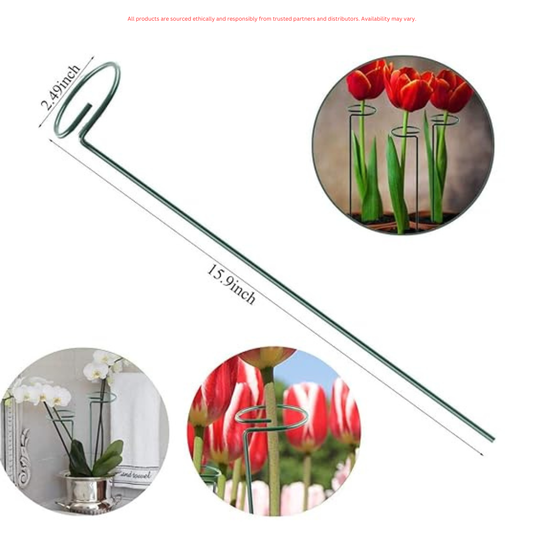 16-inch Metal Plant Stakes | Single Stem Flower Support | Pack of 3 Garden Trellises