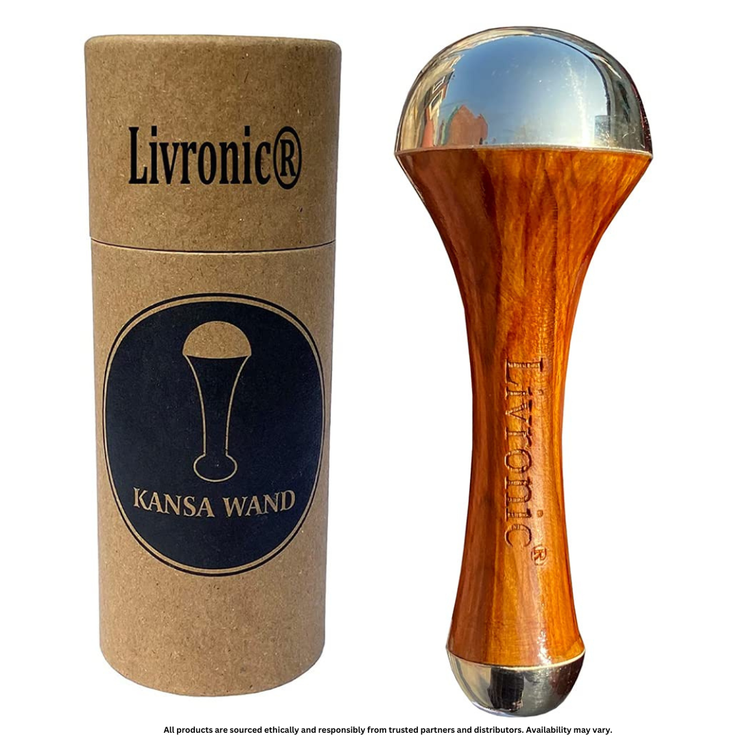 KANSA Wand Ayurvedic Face Massage Tool | Detoxifying Bronze Massager with Teakwood Handle