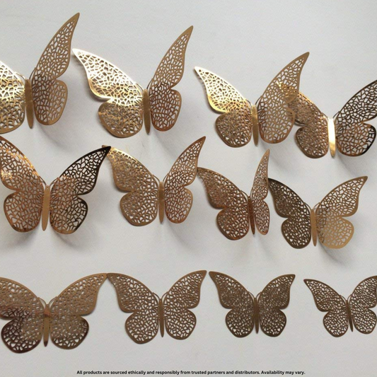 3D Metallic Butterfly Wall Stickers – Premium DIY Wall Décor | Multicolor Pack | Easy Peel & Stick