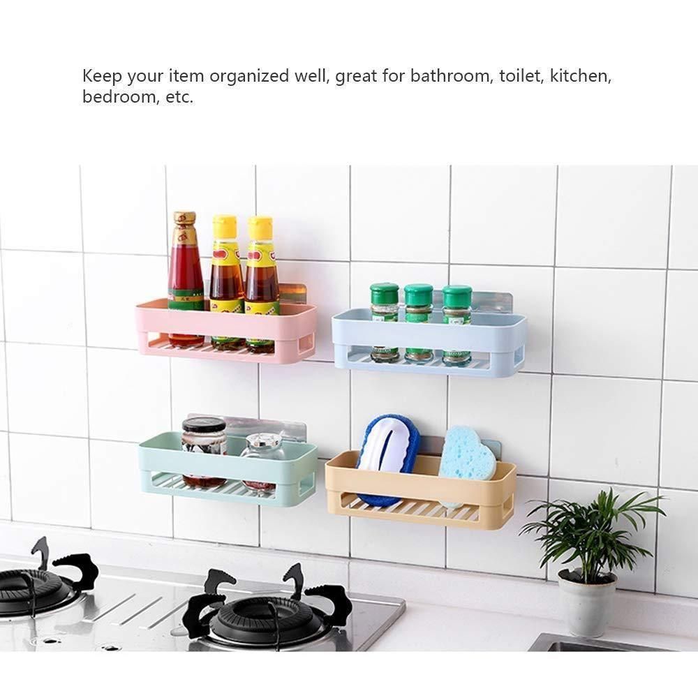 Versatile Wall-Mounted Organizer: Plastic Kitchen, Bathroom, and Office Storage Rack (Set of 5 Shelves) - Combo Pack