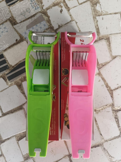 Transform Your Kitchen with our Vegetable Cutter 5 Sharp Blade with Peeler 2 in 1 – A Splash of Colorful Culinary Magic!