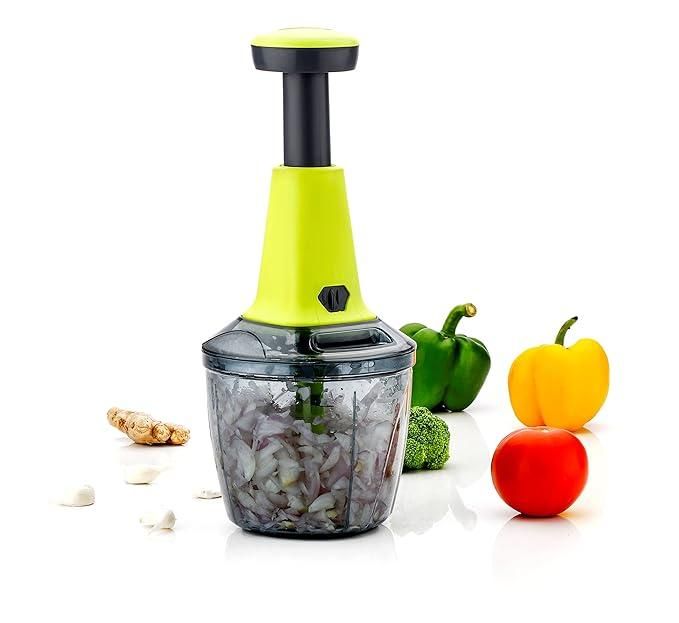 Manual Hand-Press Vegetable Chopper with Steel Blades