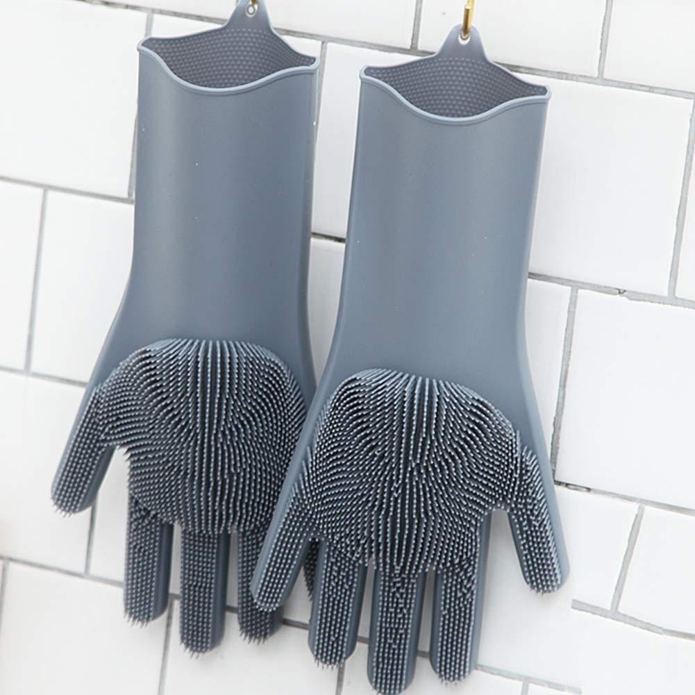 Silicone Dish Washing Gloves for Kitchen Cleaning and Pet Grooming (1 Pair)