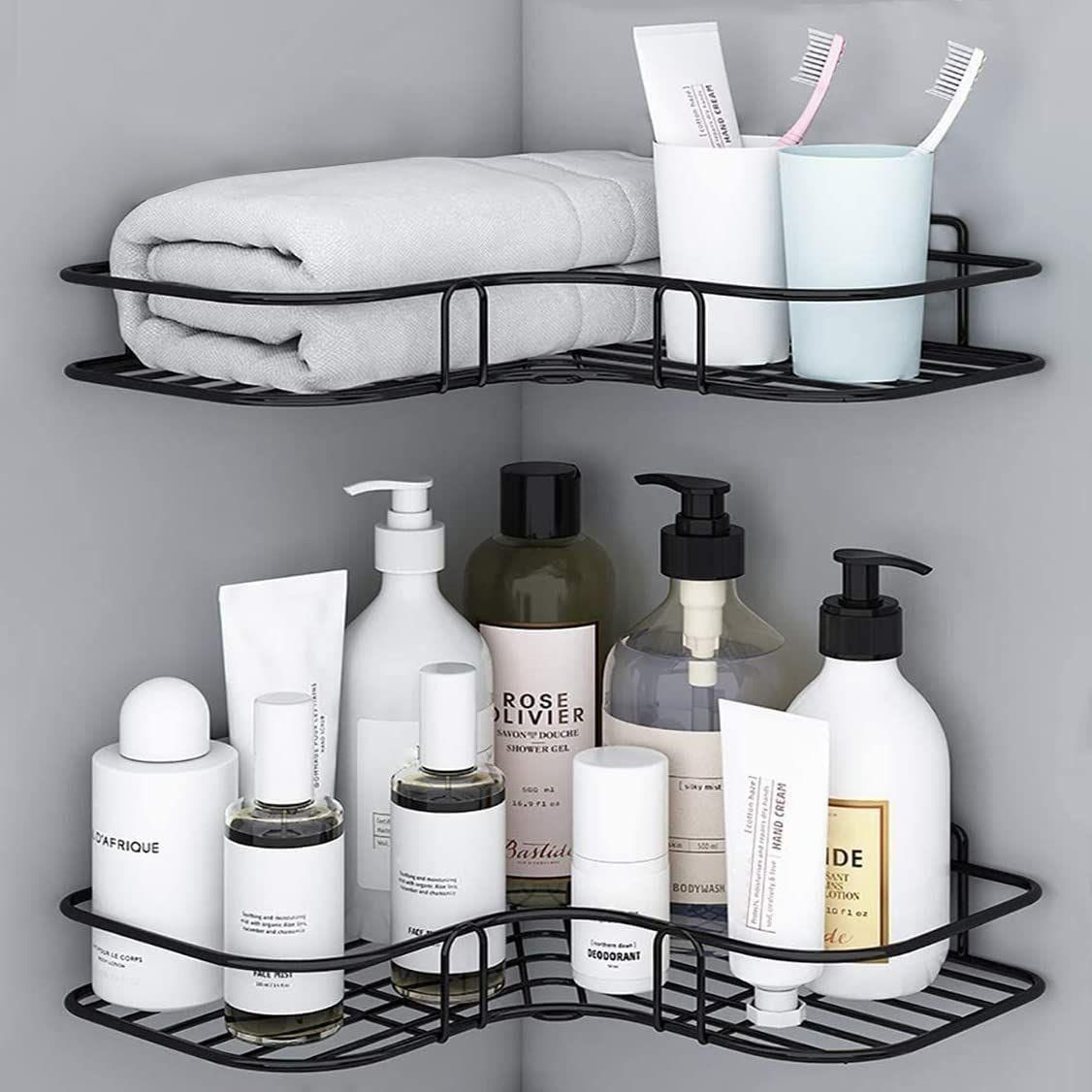 Sleek Stainless Steel Self-Adhesive Corner Rack for Kitchen and Bathroom