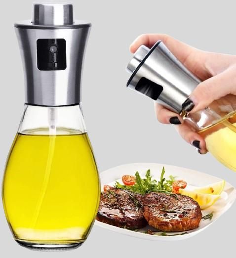 Refillable Stainless Steel Oil Sprayer for Cooking | Vinegar Glass Spray Bottle with Mini Funnel | Perfect for BBQ, Salad, Baking, Grilling, Roasting, and Frying