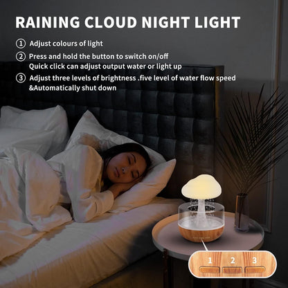 Raining Cloud Night Light Micro Humidifier Diffuser | Serene Home Ambiance