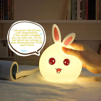 Children Night Lamp - Rabbit Design, Touch Sensor LED, Safe Silicone Material