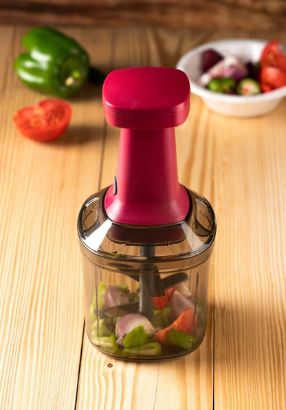 Manual Hand-Press Vegetable Chopper with Steel Blades