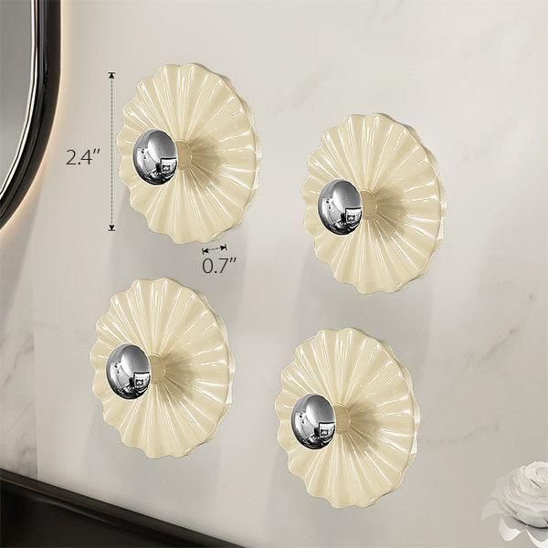 Petal Shaped Adhesive Wall Hooks - Set of 5 (White, Transparent, Black)