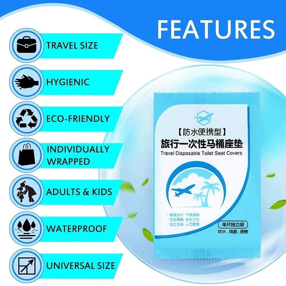 Disposable Waterproof Paper Toilet Seat Covers (50Pcs) - Camping & Travel