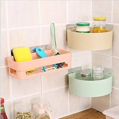 Versatile Wall-Mounted Organizer: Plastic Kitchen, Bathroom, and Office Storage Rack (Set of 5 Shelves) - Combo Pack