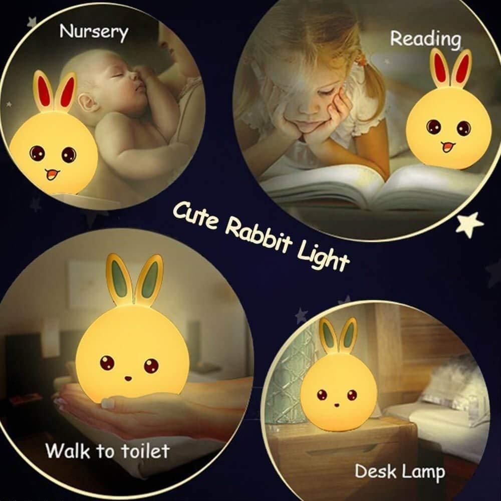 Children Night Lamp - Rabbit Design, Touch Sensor LED, Safe Silicone Material