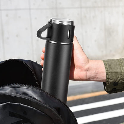 Stay Refreshed On-the-Go with our Double Wall Stainless Steel Vacuum Flask Set - Hot or Cold, Anytime, Anywhere