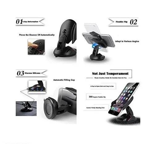 Creative Mouse Shaped Car Mobile Holder - 360° Rotation, One-Touch Flip, Flexible Clips